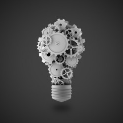light bulb with gears